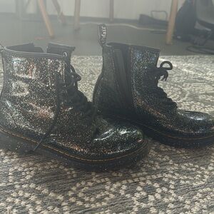 Dr. Martens boots, black and sparkly- girls boots size 4